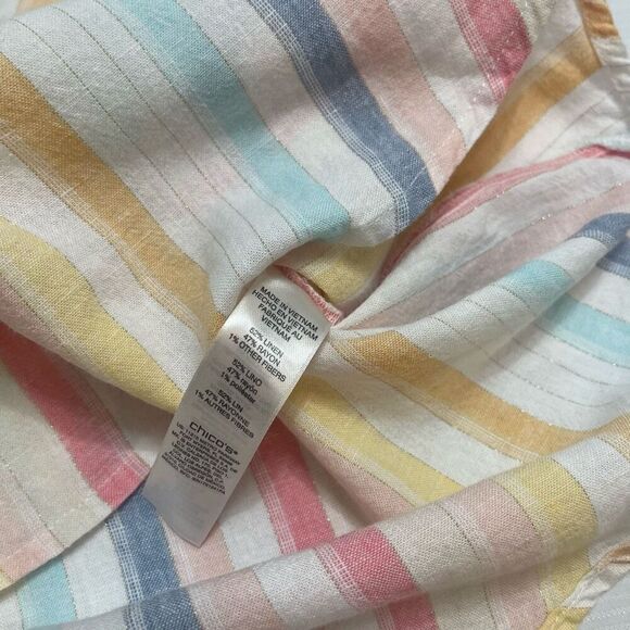 Chico’s Linen Hana Stripe Linen Blend Button Front Shirt Size 1 US Medium - Picture 7 of 9